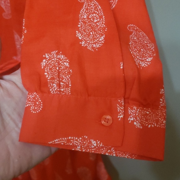 Old navy shirt-dress sz M red with white paisley - Picture 4 of 8